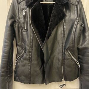 Blank NYC Black Leather Jacket with Silver Accents